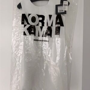 Norma Kamali Faux Leather White Mini Dress in garment bag and NWT